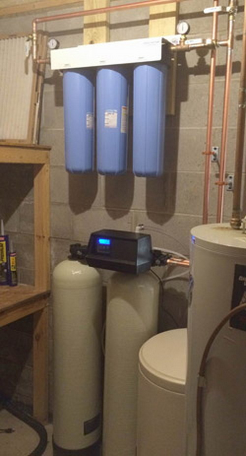 Beige and Blue Water Softener